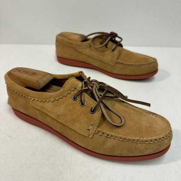 NWOT Quoddy Men’s Blucher Shoe Toast Suede Camp Moc Made in Maine USA 9.5 D - Picture 4 of 11